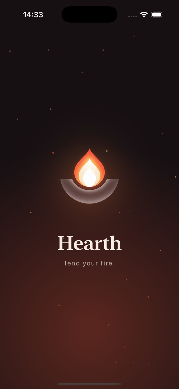 Boot screen with the Hearth flame